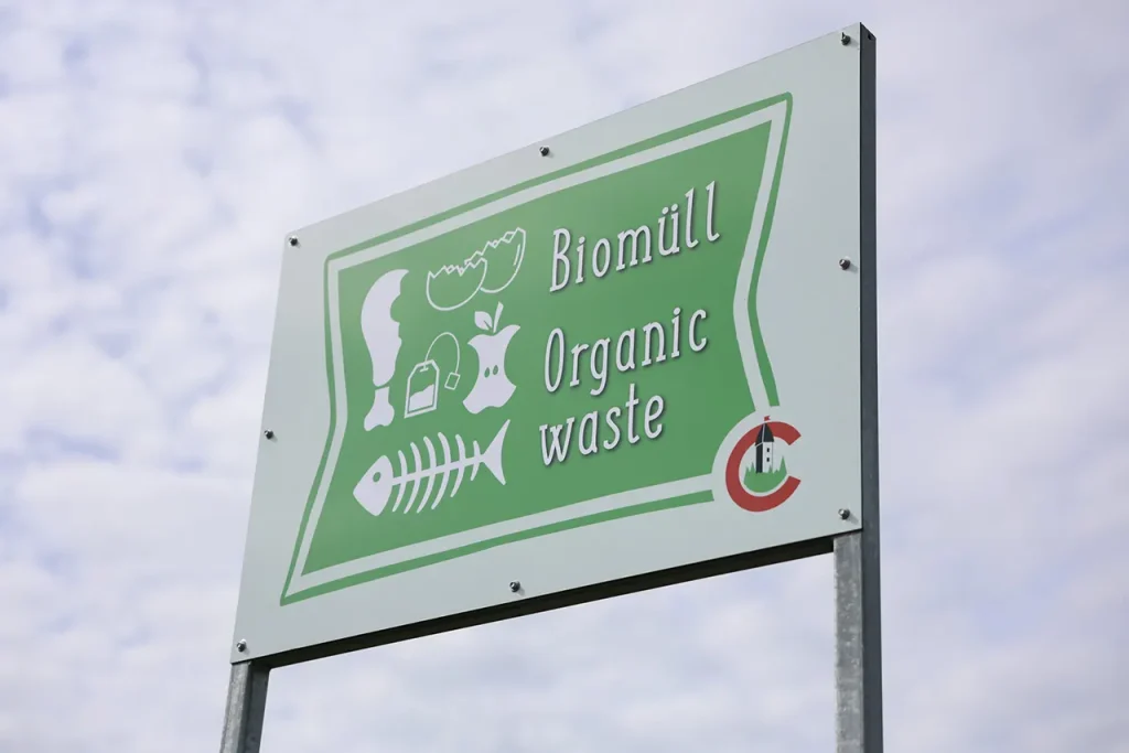 Freizeitpark Camping-Schüttehof | Schild Biomüll Organic waste